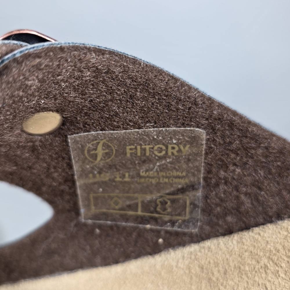 FITORY Mens Leather Insole Sandals with Two Buckles,Open Toe Slides - Picture 9 of 9